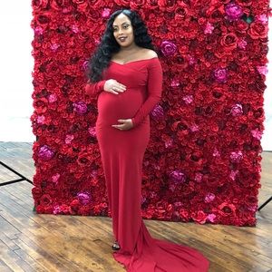 Wine/Red color stretching maternity dresss